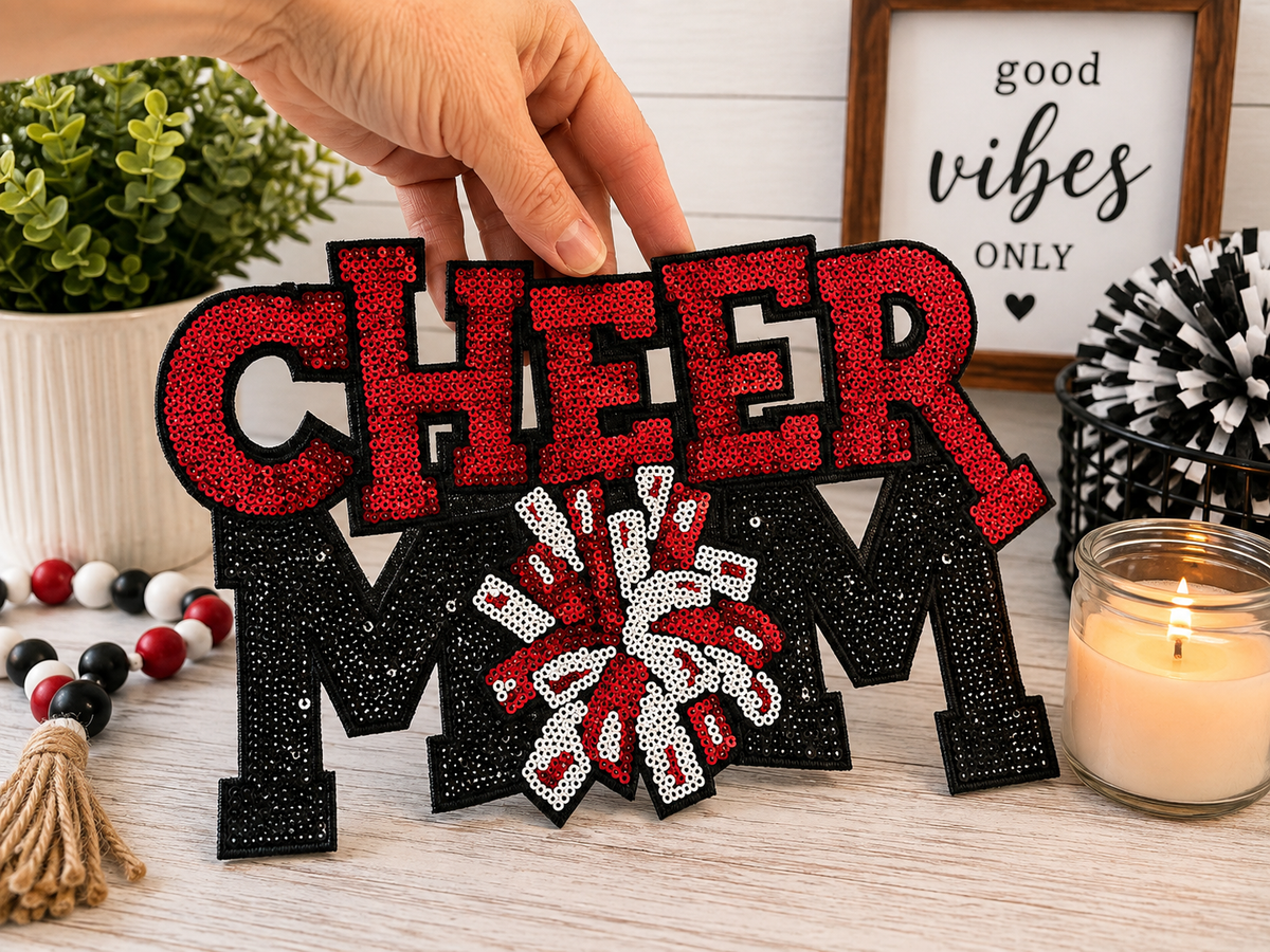 Cheer mom sequin patch