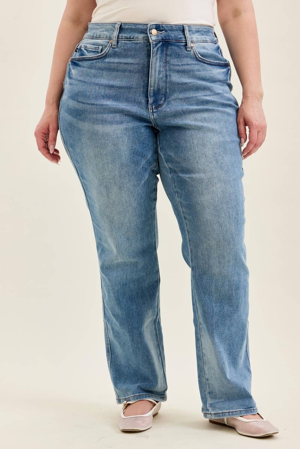 HW Tummy Control Contrast Wash Straight - PLUS