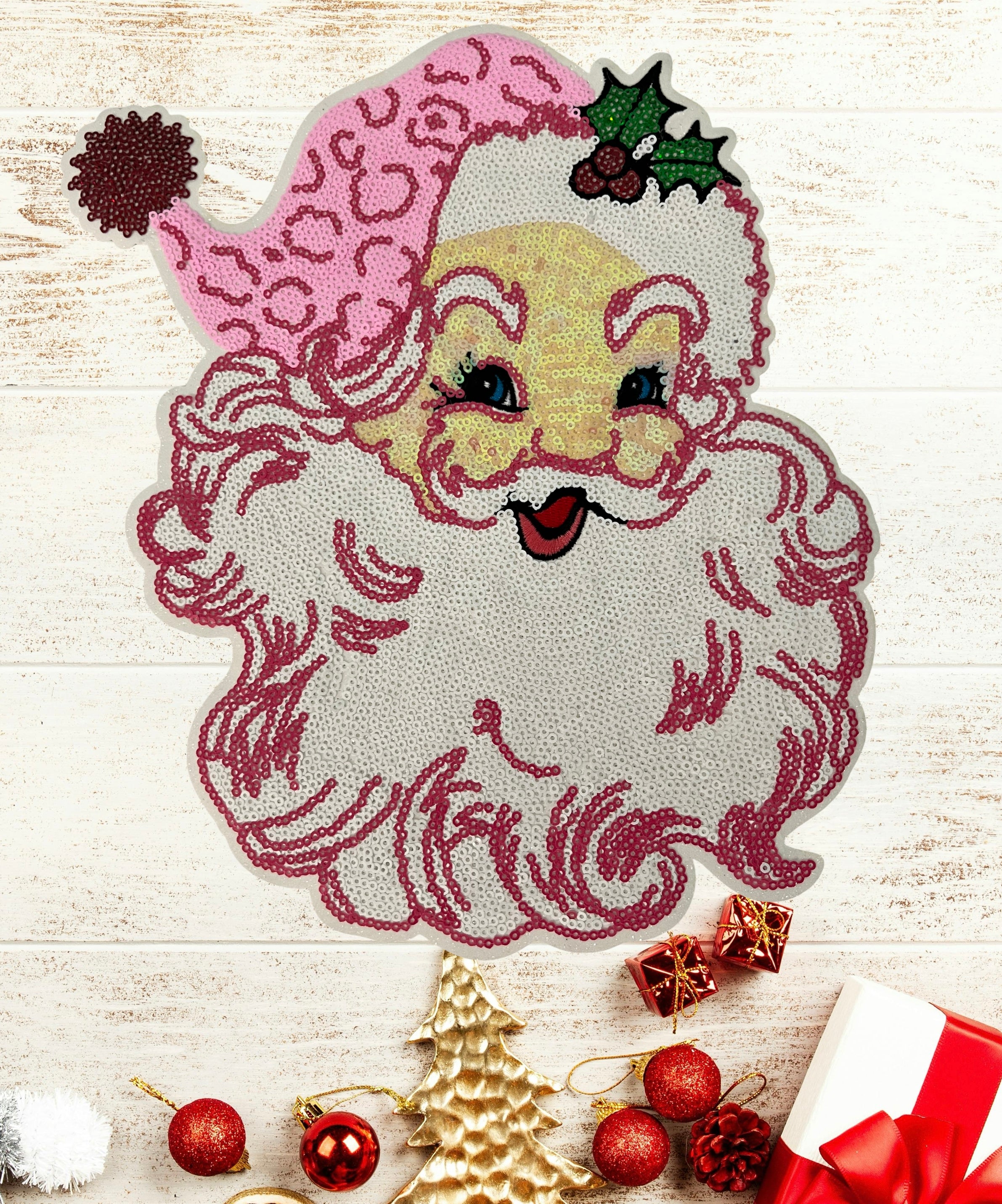 Pink leopard Santa