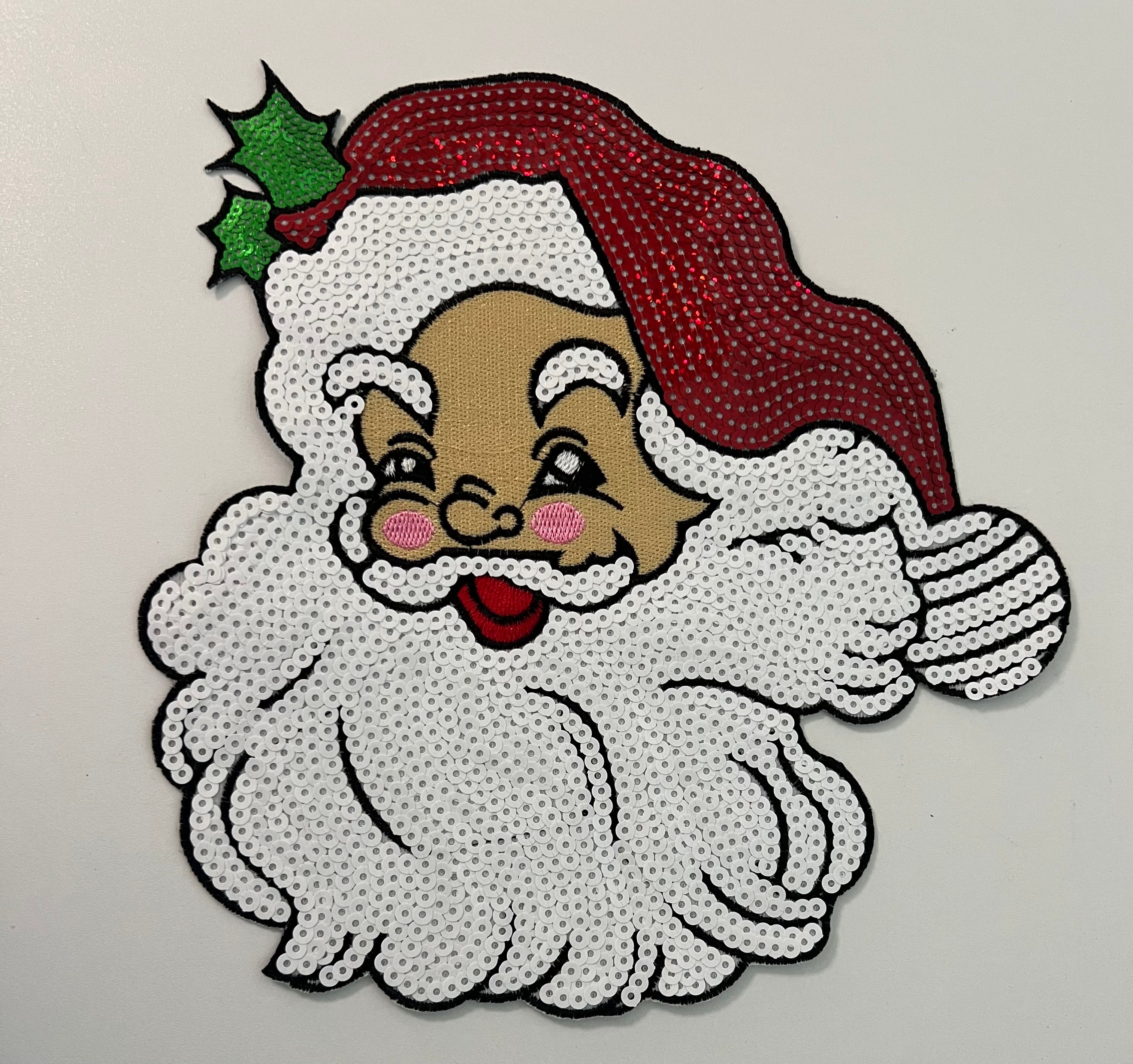 Red Santa sequin patch
