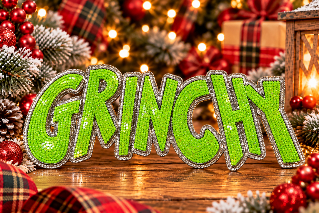 Grinchy sequin patch