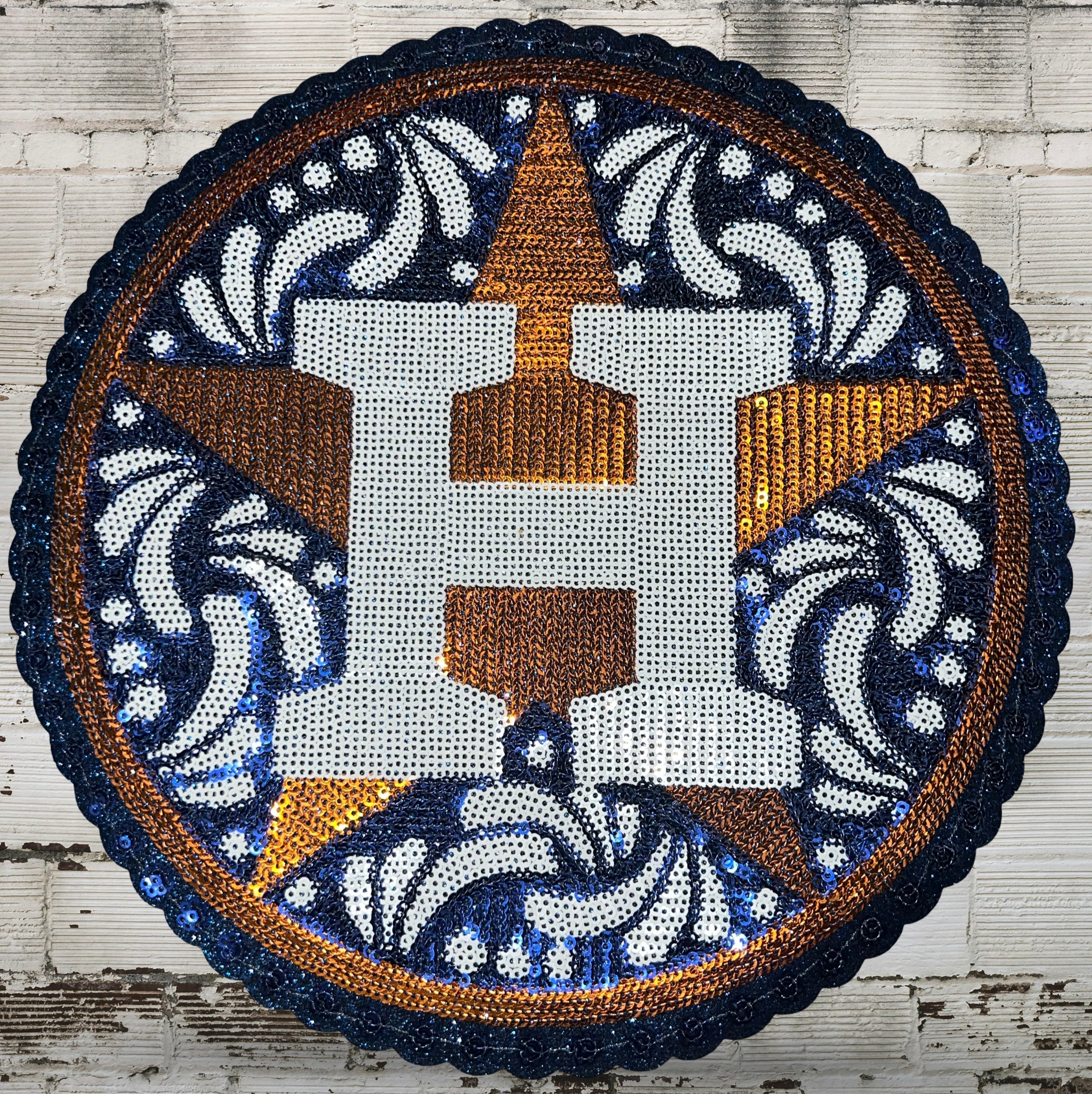 Talavera inspired baseball sequin patch