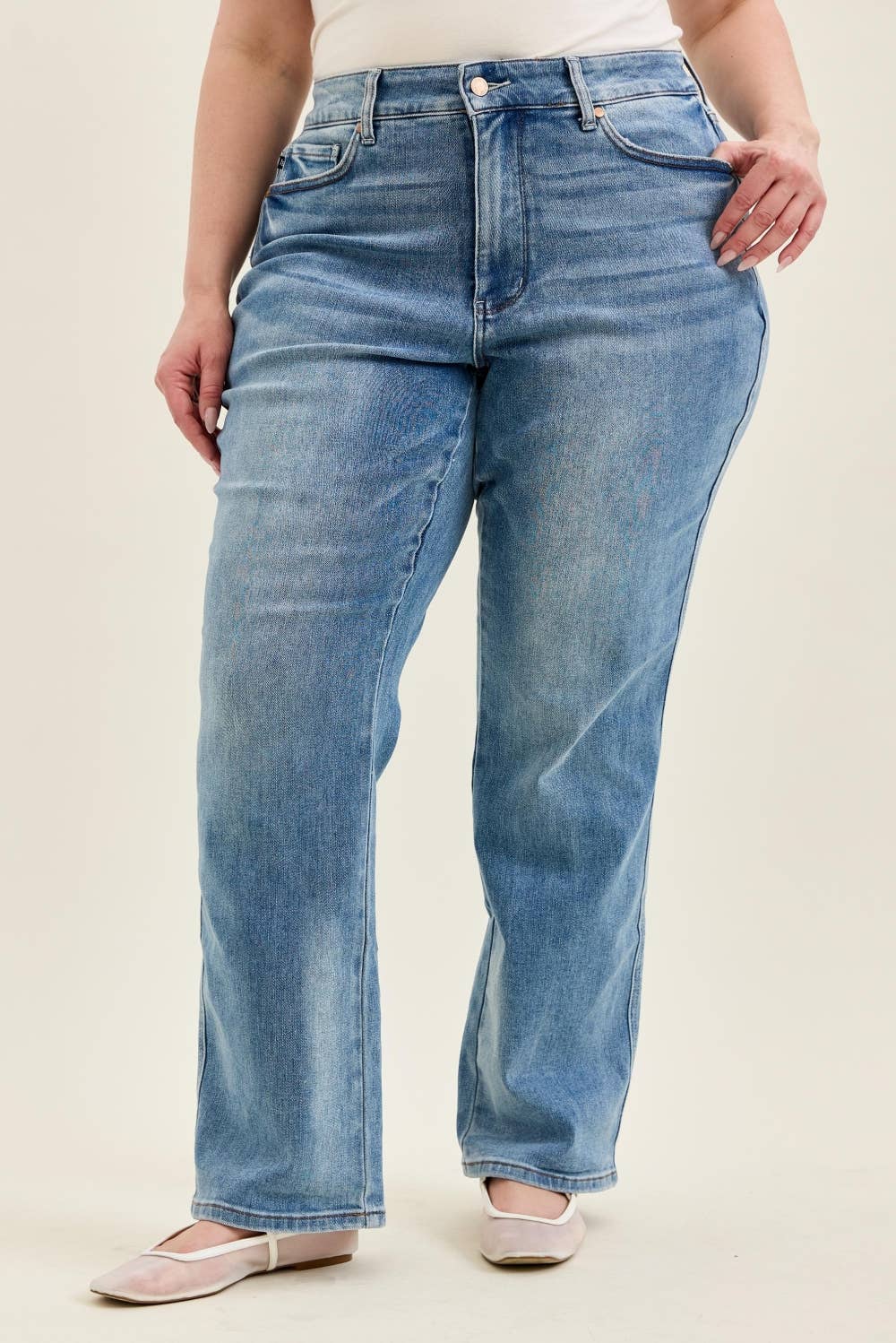 HW Tummy Control Contrast Wash Straight - PLUS