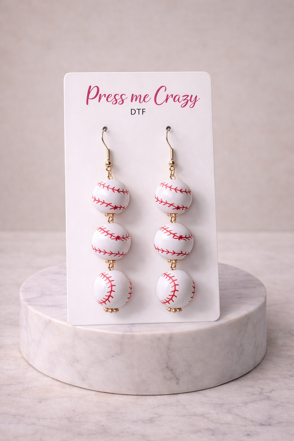 Baseball dangle earrings