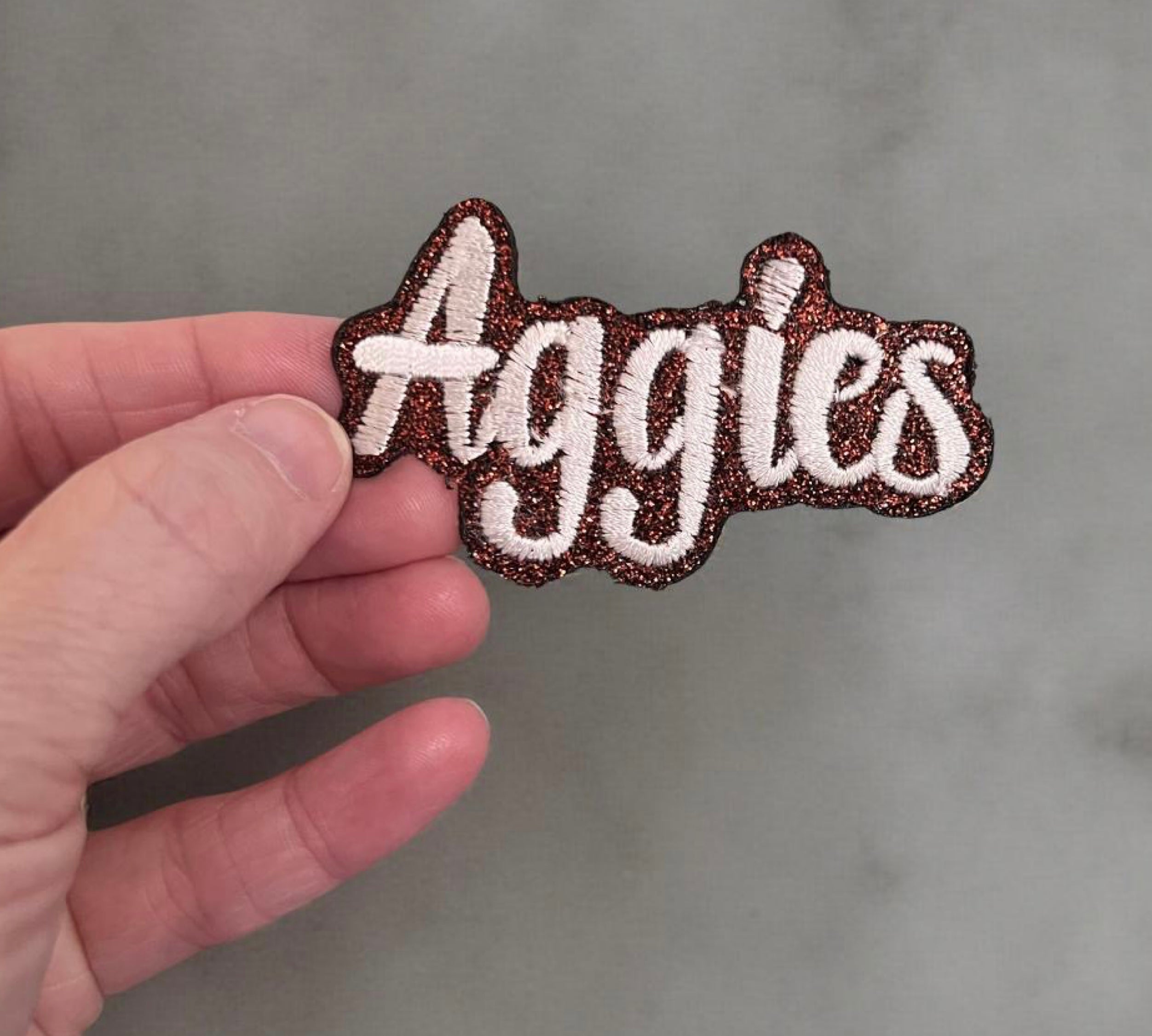 Aggies glitter hat patch