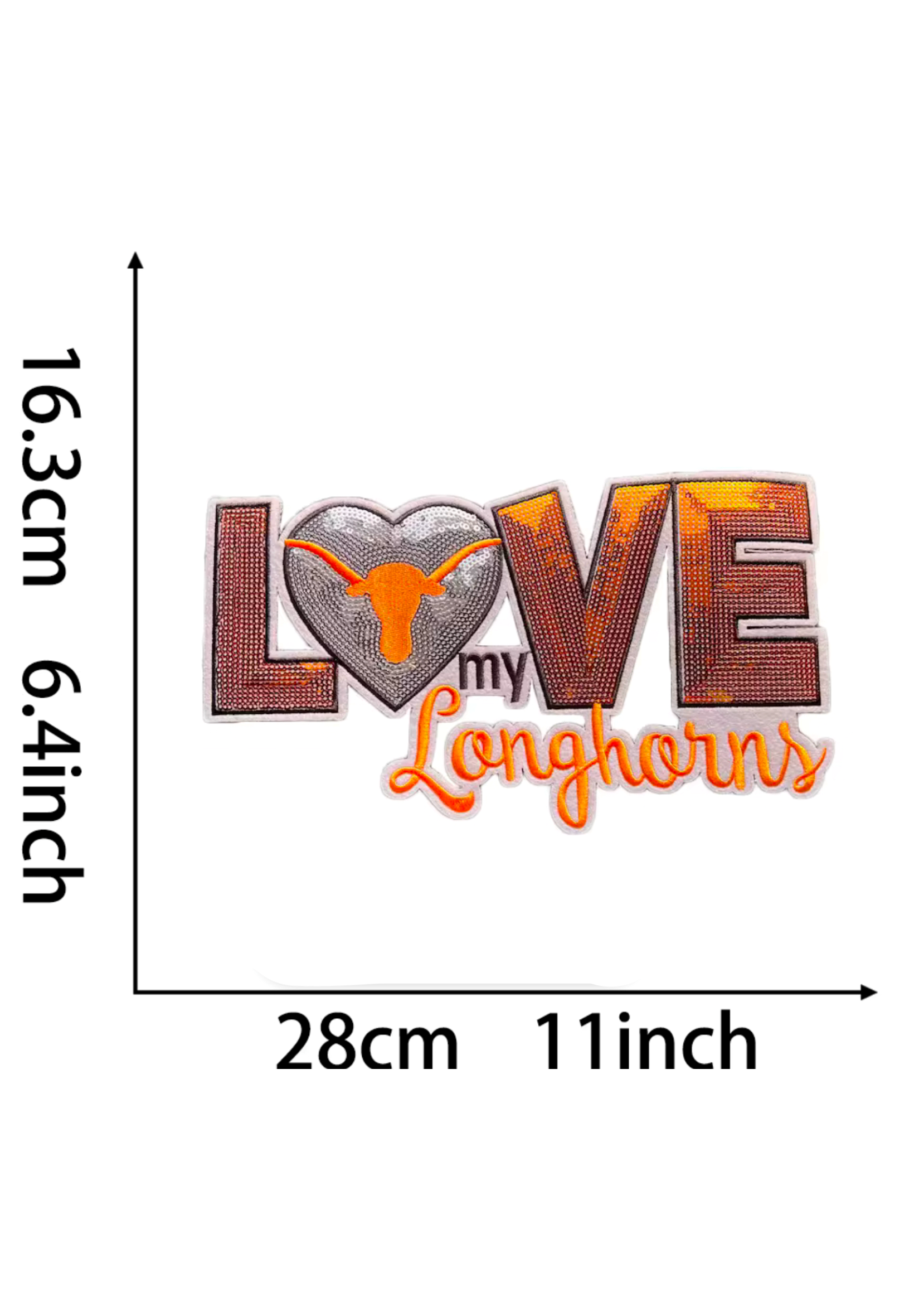 Love longhorns sequin patch