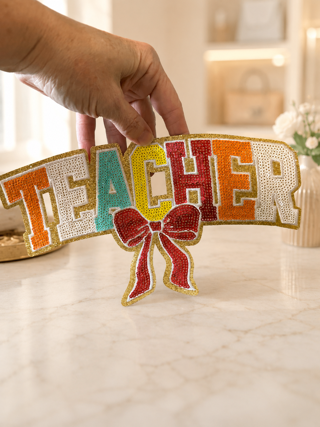 Teacher sequin patch
