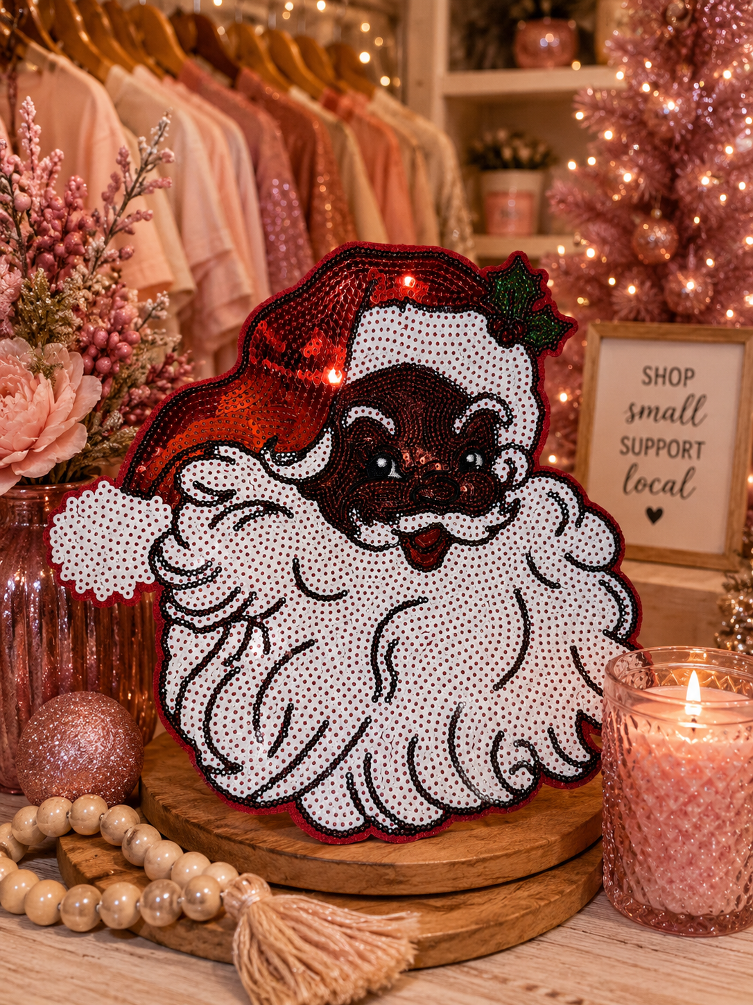 Black Santa chenille patch