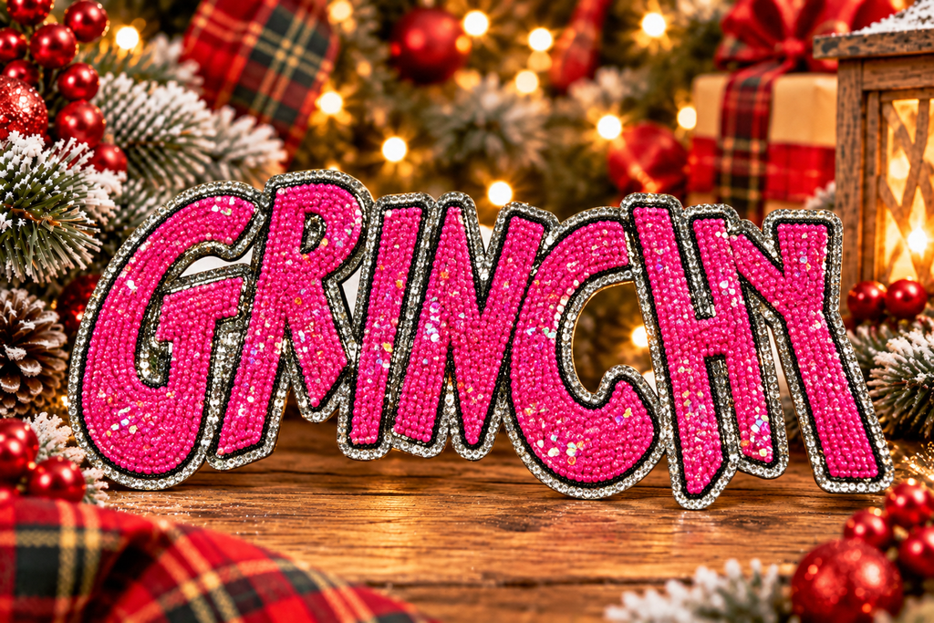 Grinchy sequin patch