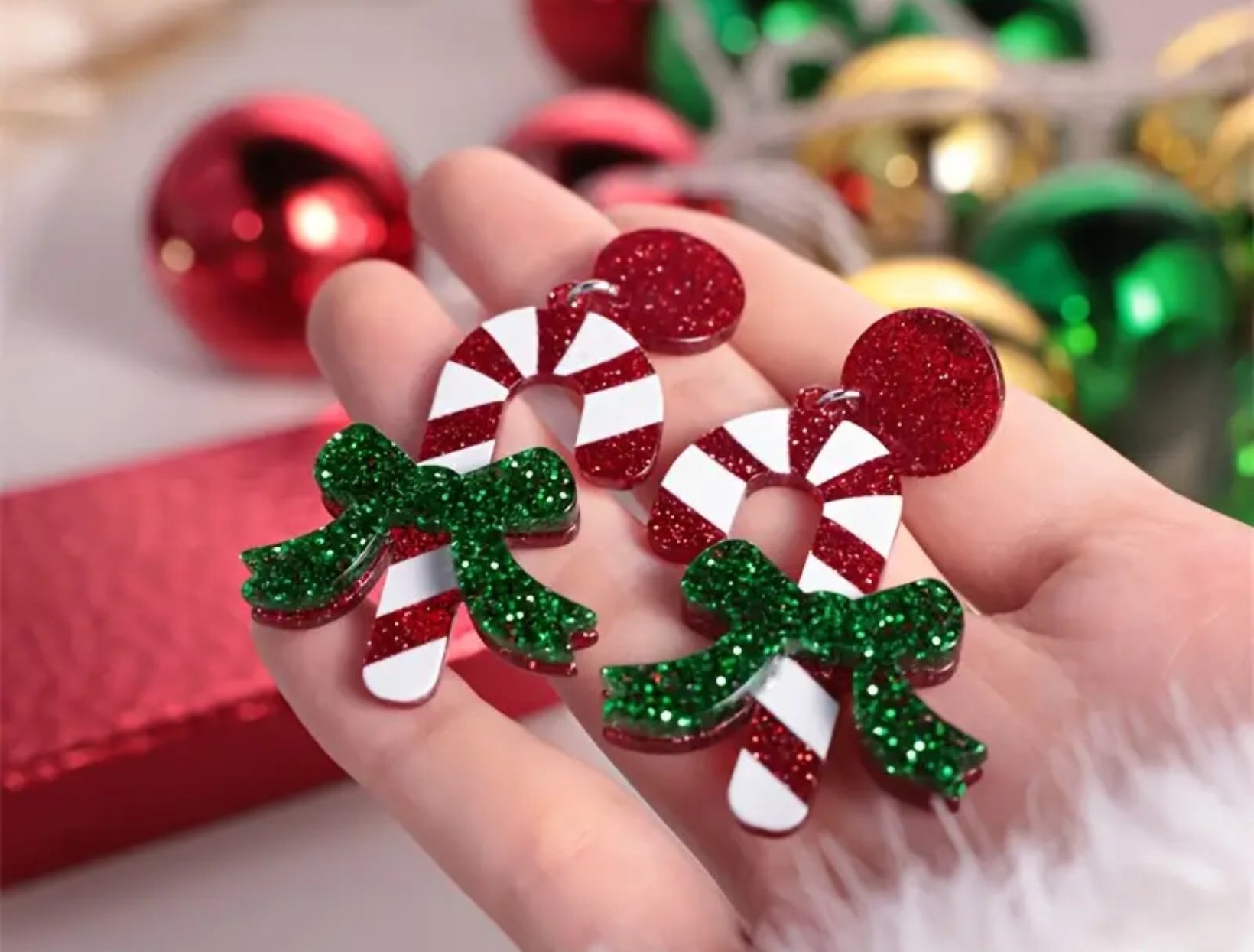 Boho vintage candy cane earrings