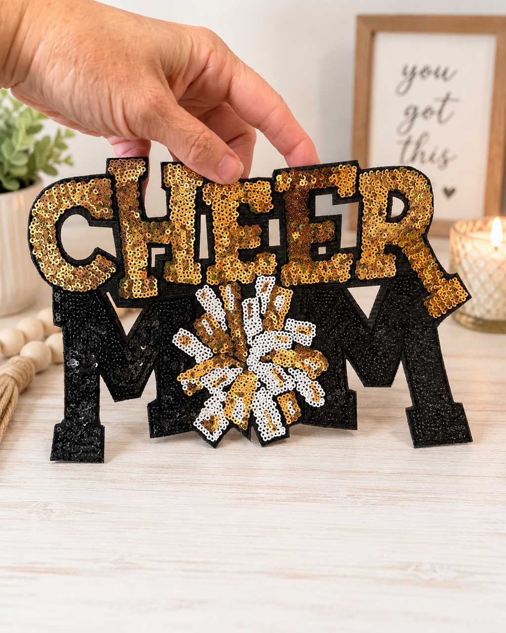 Cheer mom sequin patch