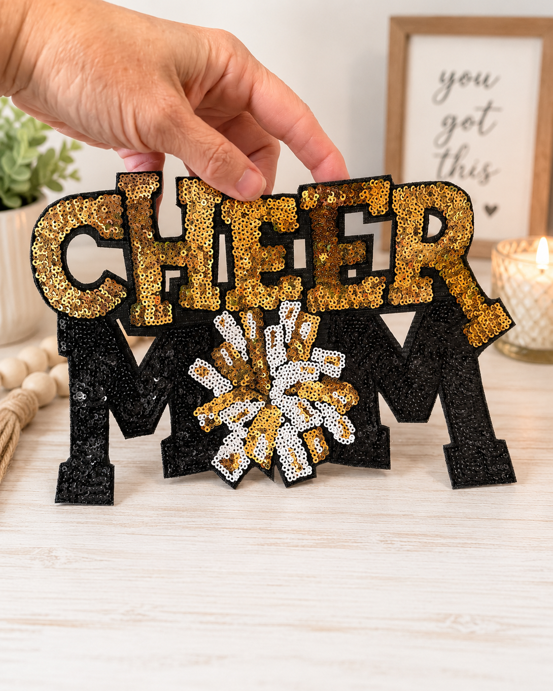 Cheer mom sequin patch