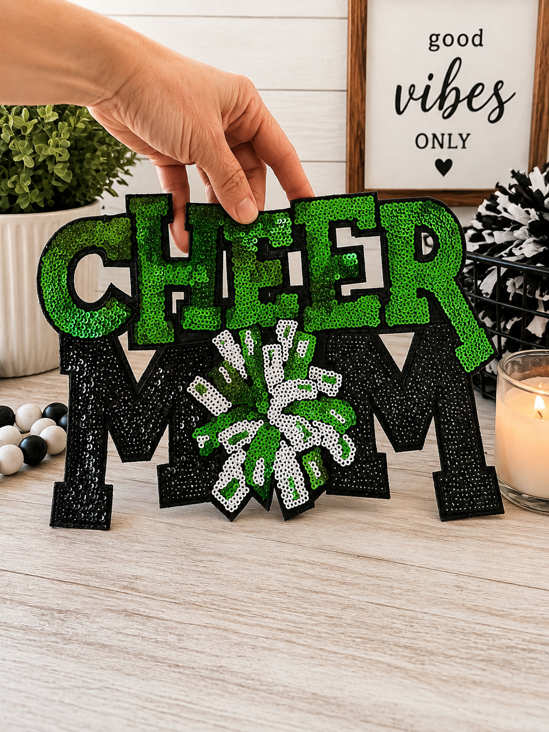 Cheer mom sequin patch