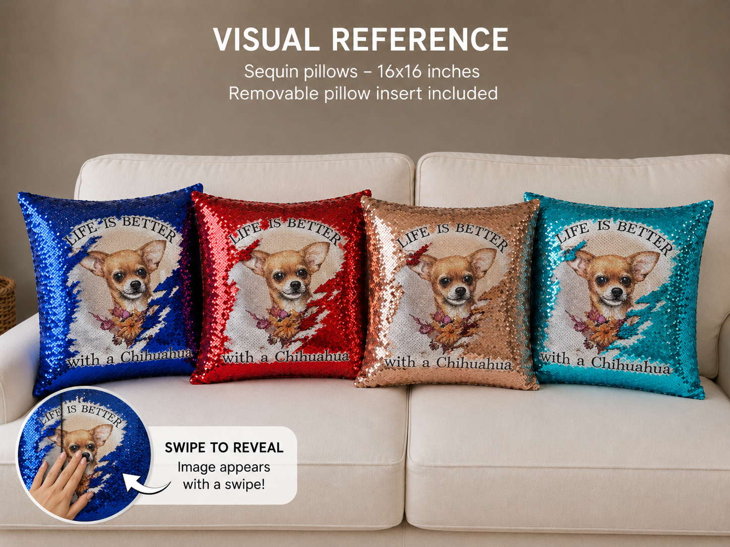 Custom flip sequins pillows