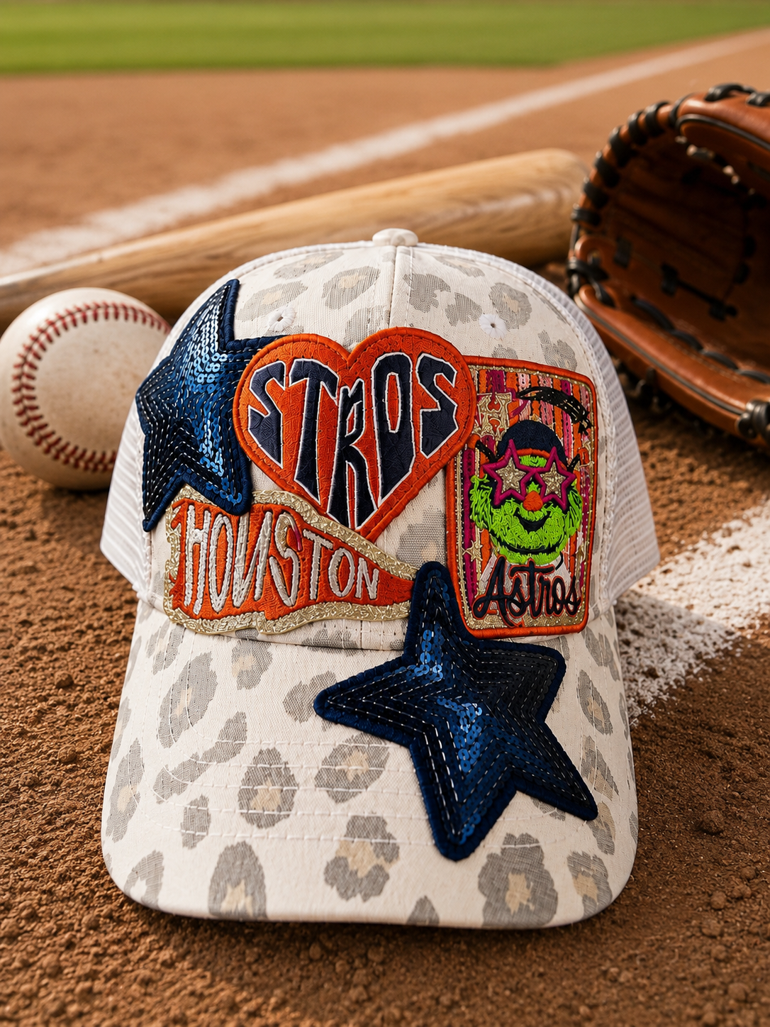 Baseball inspired trucker hat