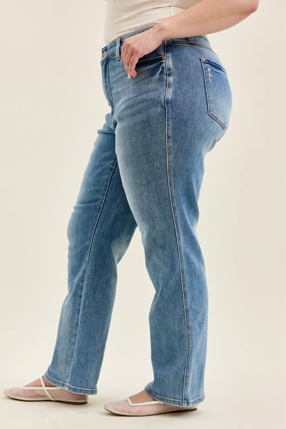 HW Tummy Control Contrast Wash Straight - PLUS