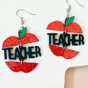 Teacher apple dangle earrings
