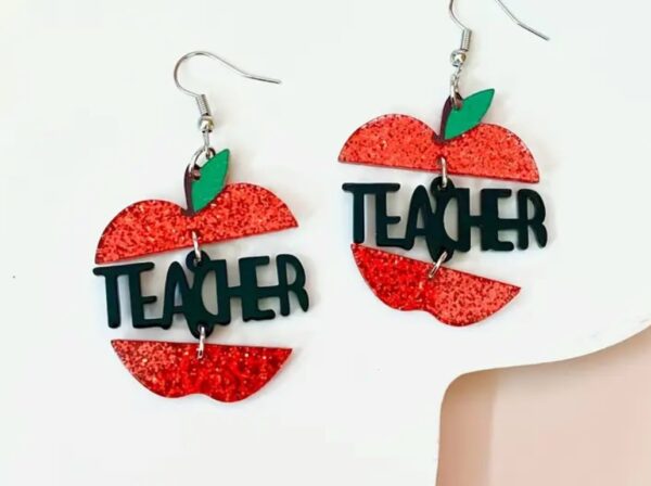 Teacher apple dangle earrings