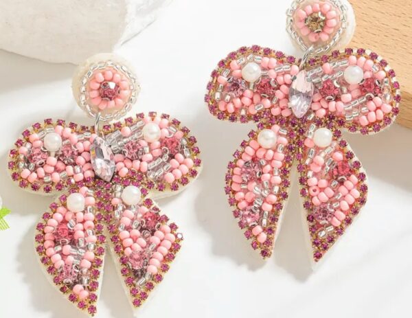 Beaded bow earrings