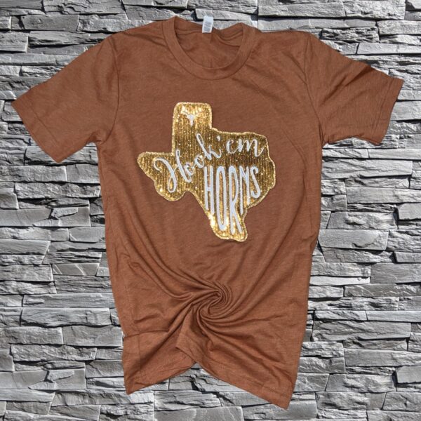 Longhorns sequins patch tee